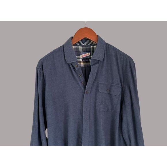 Johnnie-O Surf Flannel Shirt Large Navy Blue 100% Cotton Long Sleeve Button-Up W - Picture 3 of 7
